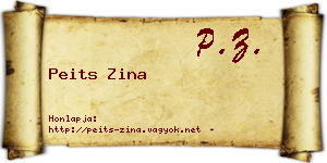Peits Zina névjegykártya